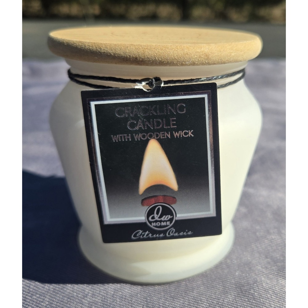 DW Home Crackling Candle in Glass Jar with Wooden Wick 9.5 Oz Citrus Oasis
